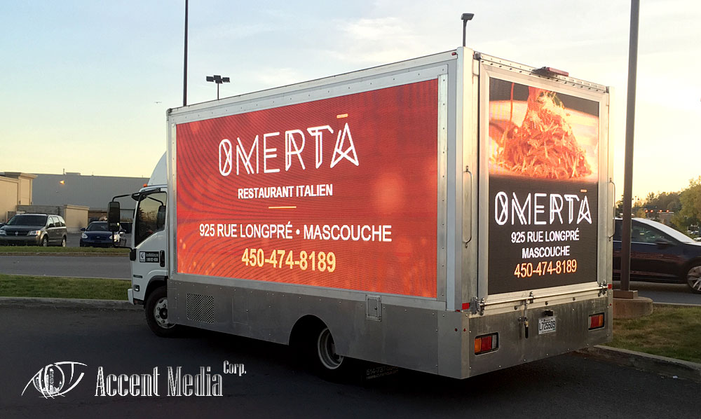 Digital Led video truck-Omerta Italian Restaurant
